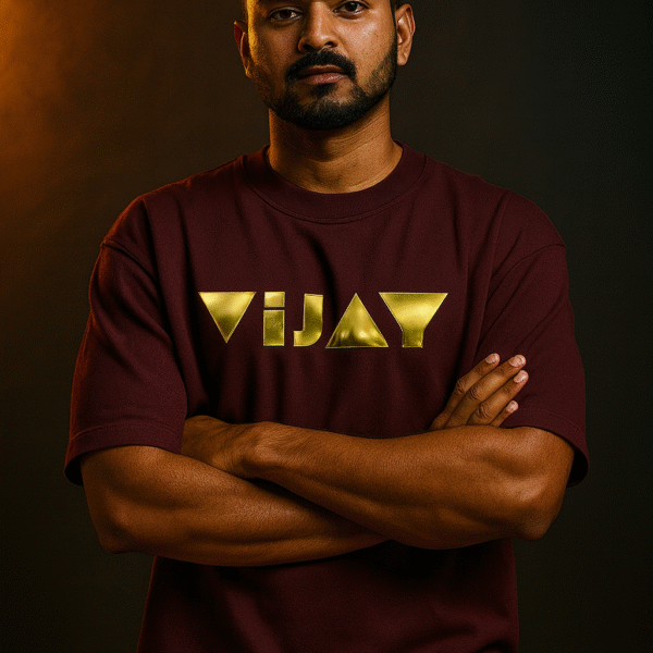 Vijay Gold Plated | Thalapathy Trends | Unisex Terry Oversized Tee